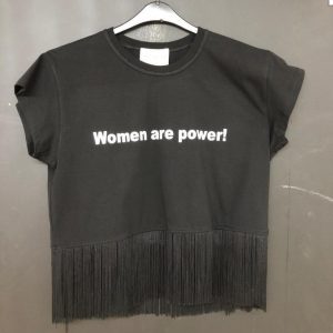 Women are Power Kadın Koyu Gri Bluz