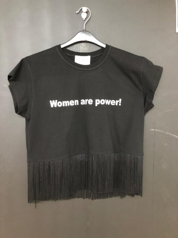 Women are Power Kadın Koyu Gri Bluz
